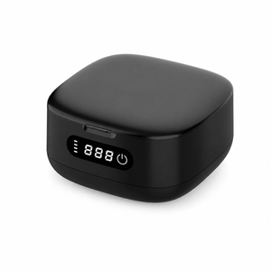 Nettoyeur à ultrasons numérique noir pour la maison, appareil portable pour nettoyer les clés, les pièces de monnaie, les bagues - Product Image 1