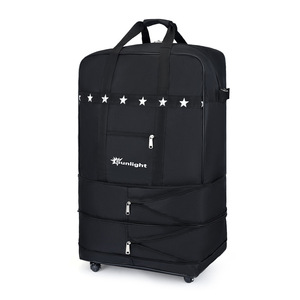 Lin Xue <b>Foldable</b> Waterproof Travel Luggage Bag Large Capacity Expandable <b>Backpack</b> For Leisure Travel Black - Product Image 5