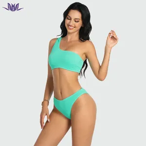 2023 Sommer Private Label OEM Hersteller Bikini benutzer definierte Logo One Shoulder Badeanzug Frauen Bikini Bademode