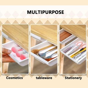 Home Under Desk <b>Storage</b> <b>Drawer</b> Organizer De Organizador Escritorio <b>Box</b> Plastic Under <b>Drawer</b> Hidden Desktop Organizer Organiser - Product Image 2