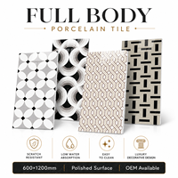 Carrelage en porcelaine pleine masse 600x1200mm, motif géométrique moderne, poli, pour sol et mur, fournisseur OEM ODM