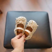 Chaussures de danse chaudes pour enfants, motif nœud féerique et petites fleurs en cristal, fermeture Velcro, collection Hiver 2026, style coréen, pour filles, souples et confortables