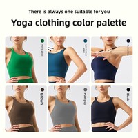 Soutien-gorge de sport respirant en nylon recyclé, écologique, à maintien élevé, avec bretelles croisées pour le yoga, la course et le fitness, avec coussinets de poitrine, pour femme