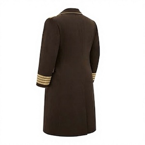 Manteau long marron de reproduction d'uniforme militaire à double boutonnage pour homme - Product Image 4