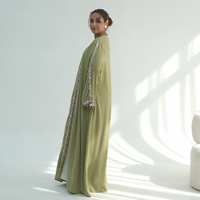 Nouvelle Arrivée Leduo – Abaya Élégante Grande Taille en Polyester pour Femme, Broderie Dentelle Faite Main, Modeste, Respirante, Style Ouvert Dubaï, Ramadan