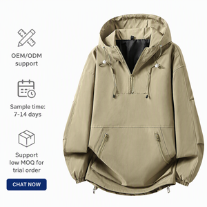 Chaqueta con capucha y media cremallera <span class=keywords><strong>para</strong></span> <span class=keywords><strong>hombre</strong></span>, con logotipo personalizado, venta al por mayor de fábrica, ropa de trabajo, abrigo tipo pulóver <span class=keywords><strong>para</strong></span> senderismo al aire libre, OEM 2026 - Product Image 1