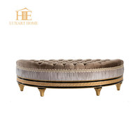 Juego de muebles de dormitorio de tela azul de madera maciza de Alexander English Villa Hotel de madera maciza muebles de habitación de cama completa de lujo