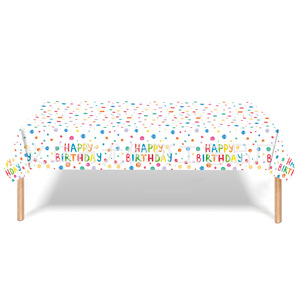 Kit de fête jetable Happy Birthday Watercolor Polka Dot : assiettes, gobelets, serviettes, couverts pour la célébration des enfants - Product Image 5