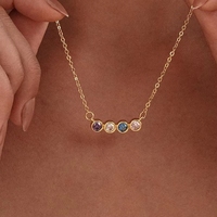 Collar Personalizado con Piedra de Nacimiento, Zirconia, Acero Inoxidable, Joyería con Piedras Multicolores, Minimalista, Ajustable para Mujer
