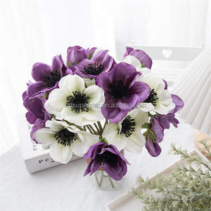 Fleur d'anémone artificielle en soie de qualité supérieure B-403, blanche, tige unique - Anémone de mer artificielle réaliste pour la décoration de la maison, en vrac - Product Image 3