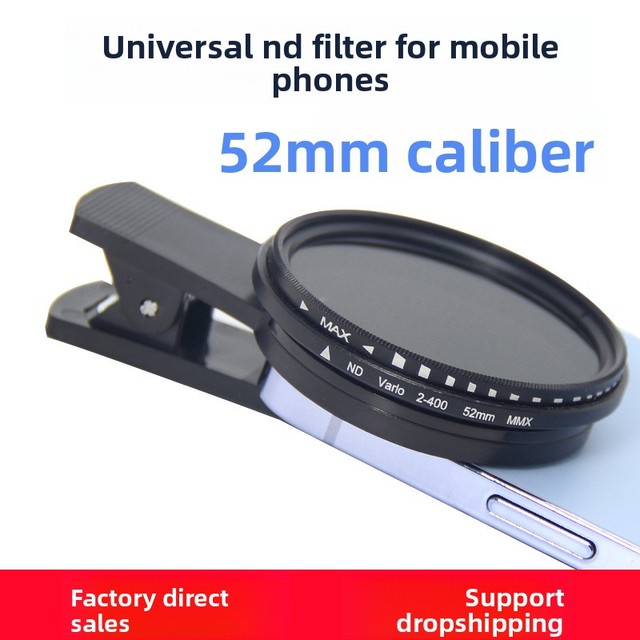Clip-On Variable ND Filter 52mm 67mm ND2-ND400 Neutral Density Light Control Lens Attachment for Smartphone Camera Videography