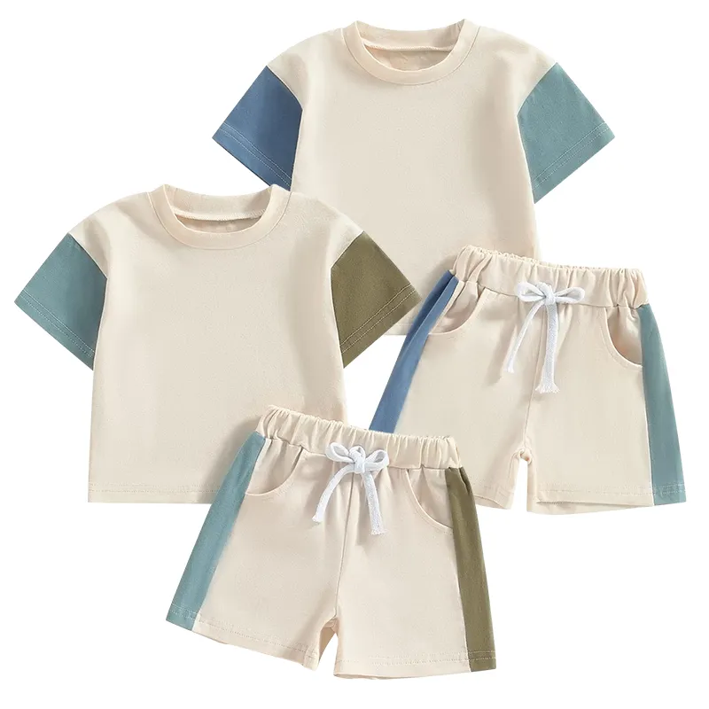 T-shirt pour enfants en coton biologique avec short ensembles de vêtements pour garçons personnalisés vêtements pour bébés T-shirts et shorts en coton d'été pour enfants tenues