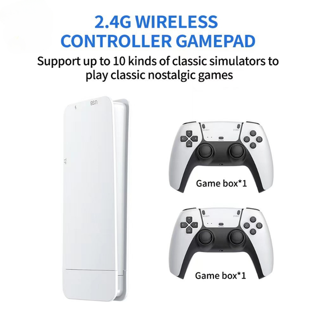 Portable M15 2.4G TV Video Game Console 2.4G Double Wireless Controller Gaming Stick 4K 2000+Games 64GB Retro Games for PS1/64G