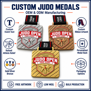 Medalla de Judo Personalizada, Oro, Plata, Bronce, Grabado Personalizado, Aleación de Zinc, Premio para Eventos Deportivos, Torneos, Fabricación de Medallas OEM ODM - Product Image 4