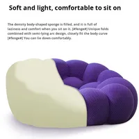 Fauteuil Bulle Rond Moderne Violet, Canapé Paresseux Compressé Sous Vide pour Petits Espaces, Idéal Salon, Chambre, Appartement