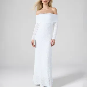 ग्रीन डिंपल लक्ज़री ऑफ शोल्डर प्रोम महिलाओं के लिए लॉन्ग लेस रेट्रो एलिगेंट शीथ फॉर्मल सफेद गाउन पार्टी ड्रेस महिलाओं के लिए