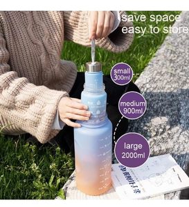3 in1 sport borraccia con paglia uomini donne borracce d'<span class=keywords><strong>acqua</strong></span> Fitness all'aperto <span class=keywords><strong>acqua</strong></span> fredda Bottlesc con pennarello <span class=keywords><strong>tempo</strong></span> Drinkware - Product Image 3