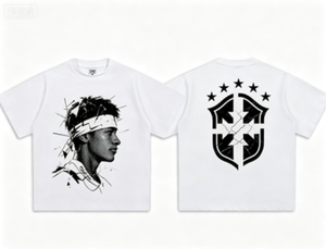 <strong>Neymar</strong> American Football Character Print 280g Pure Cotton Heavyweight Short-Sleeve O-Neck Loose Fit Breathable <strong>T</strong>-<strong>Shirt</strong> Men - Product Image 1