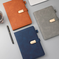 Carnet de notes A5 magnétique personnalisé avec logo, en cuir PU souple, avec boucle métallique, attache stylo et reliure cousue