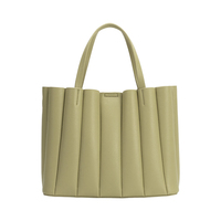 Sac fourre-tout plissé minimaliste en cuir végétalien recyclé pour femme, avec pochette amovible et compartiment intérieur vide pour ordinateur portable et boîte à lunch