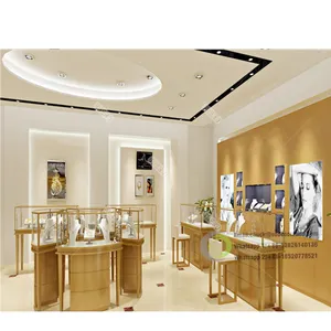 Vitrine de aço inoxidável com diamante para vitrine de vidro, vitrine moderna de joalheria com fechadura, ideal para lojas de varejo