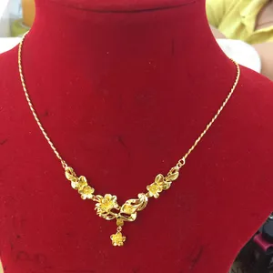 Colar banhado a ouro novo design dubai, feminino corrente da moda 24k colares de ouro