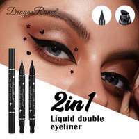 Crayon Eyeliner Double Pointe Effet Tampon pour Maquillage des Yeux, Forme Étoile et Lune, Noir, Lisse, Imperméable, Stylo Ombre à Paupières