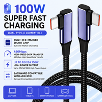 90 °   Cable de Datos Trenzado de Aleación de Aluminio de Doble Curvatura, Curvatura Simple de 90 Grados °   Cable de Datos EMK de 100W Compatible con Teléfono 18 para Juegos