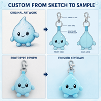 Jouet en peluche personnalisé OEM ODM, animal en peluche, mascotte, porte-clés Aqua Cell Dewdrop, cadeau d'entreprise, promotion du logo pour les produits de beauté et de soins de la peau