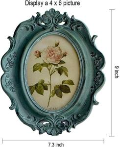 Moldura de imagem decorativa em resina, moldura vintage oval 4x6 antiguidade para fotos, exibição superior e parede - Product Image 2