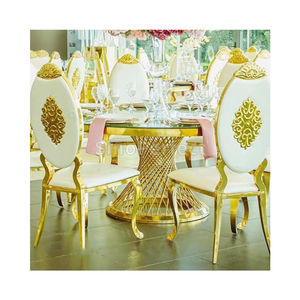 Sillas de Banquete de Acero Inoxidable de Alta Calidad en Dorado y Blanco para Eventos, Bodas 2025, Sillas de Comedor para Exteriores de Hotel - Product Image 1