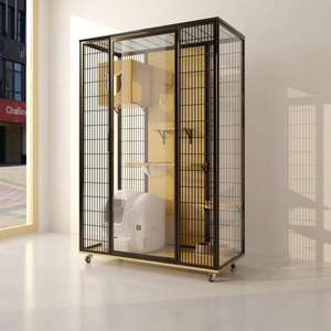 2024 Anpassbarer Luxus-Katzen käfig Großes Katzen haus aus gehärtetem Glas aus massivem Muster Haustier-Katzen villa zum Wohnen Fabrik preis - Product Image 2