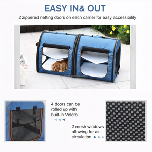 Porte-chat portable à côtés souples de 50 pouces avec séparateur coussin souple à <span class=keywords><strong>double</strong></span> compartiment 2-en-1 transporteur de voyage pour chat avec bac à litière - Product Image 5