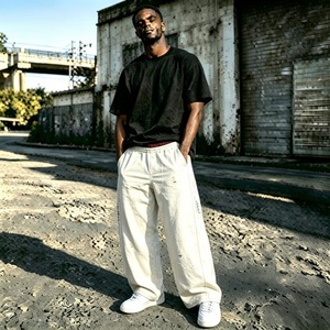 <b>Men</b> Distressed Ripped Wide Leg Sweat Pants Contrast Leopard Waistband Drawstring Hem <b>Baggy</b> Streetwear Casual <b>Trousers</b> - Product Image 5