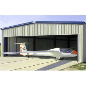 Desain Industri biaya prefabrikasi struktur logam galvanis pesawat terbang sistem hangar gym dengan derek untuk dijual