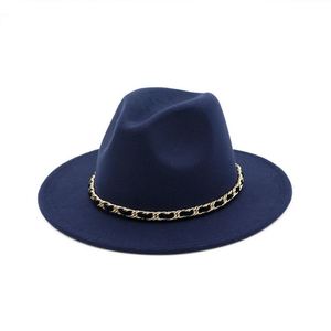 X3092 Sombrero de Fieltro y Cuero PU Vintage, Sombrero de Vaquero de Ala Ancha, Sombrero Homburg de Lana - Product Image 1