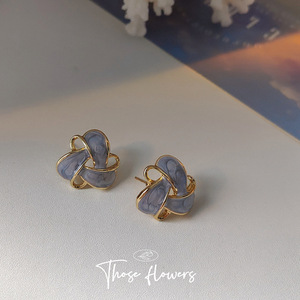 Pendientes de botón geométricos de flor esmaltada para mujer, chapados en <span class=keywords><strong>oro</strong></span> de 14K, chapados en <span class=keywords><strong>plata</strong></span>, 19mm, de moda, joyería de moda al por mayor - Product Image 3