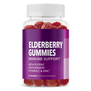 Gummies de Sambucus à la Baie de sureau pour adultes – Soutien <span class=keywords><strong>immunitaire</strong></span> enrichi en <span class=keywords><strong>Vitamine</strong></span> C et Zinc – Formule de défense quotidienne – 60 unités – Saveur Baie - Product Image 1