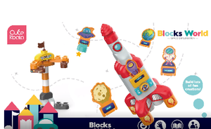 Jouets de bricolage Rocket voix anglaise Interactive avec lumière et musique blocs de construction à grosses particules - Product Image 5