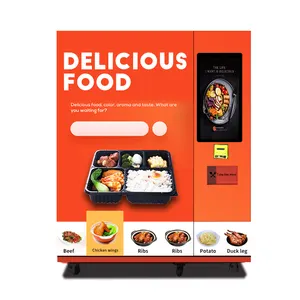 -Distributore automatico di pizza per alimenti surgelati a 18 gradi e distributore automatico di carne con riscaldamento 4500W.