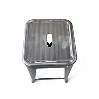 Tabouret de bar en métal argenté brossé, empilable, hauteur comptoir, mobilier de bar commercial et industriel pour bistrot et cuisine
