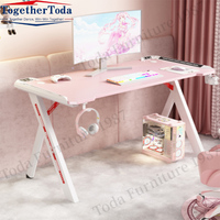 X Z forme personnalisé rose table de jeu chaise led rvb lumières ordinateur portable bureau avec porte-gobelet pour fille garçon