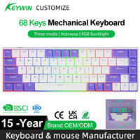 Clavier mécanique de jeu RGB 65% personnalisé à échange à chaud, trois modes, 68 touches, en stock