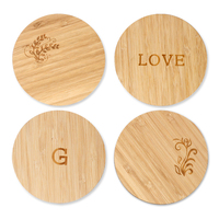 Fabrication de sous-verres vierges ronds en bois de bambou 4x4 personnalisés gravure au laser logo personnalisé