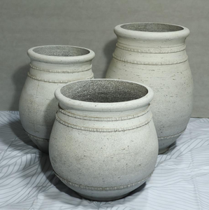 Ensemble de pots à fleurs en béton rustique, texture irrégulière, jardinières durables en fibrociment pour usage intérieur - Product Image 6