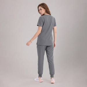 ชุดสครับสำหรับแพทย์และพยาบาล ชุดสครับคอวี แขนสั้น กางเกงจ็อกเกอร์ กระเป๋าหลายช่อง ชุดสครับทางการแพทย์ - Product Image 6