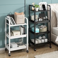 Rak Penyimpanan Logam Dapur, Troli Lantai, Rak Organizer Kamar Tidur, Tempat Camilan Bayi, Rak Penyimpanan Multi-Layer Kamar Mandi, Rak Bunga