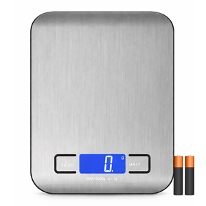 Báscula Digital de Cocina de Acero Inoxidable con Pantalla LCD, 5 kg/10 kg, Eléctrica, Electrónica, con Batería - Product Image 1
