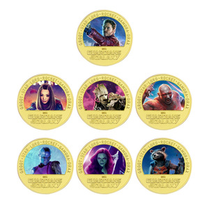 7 Pièces de monnaie commémoratives en or de la série Marvel des Gardiens de la Galaxie, films américains, objets de collection - Product Image 1