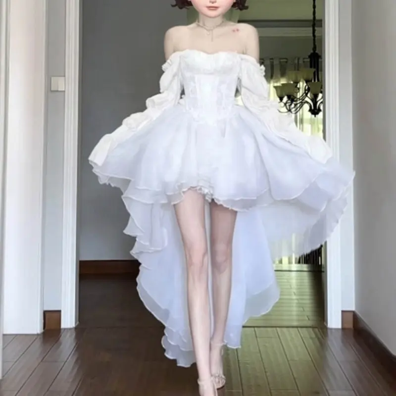 Вечернее платье, новинка 2023, красивое элегантное платье во французском стиле, сказочное белое платье для подружки невесты в стиле знаменитостей